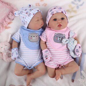 BABESIDE Lifelike Reborn Baby Dolls Twins Girls, 20Inch Cute Soft Vinyl Realisti